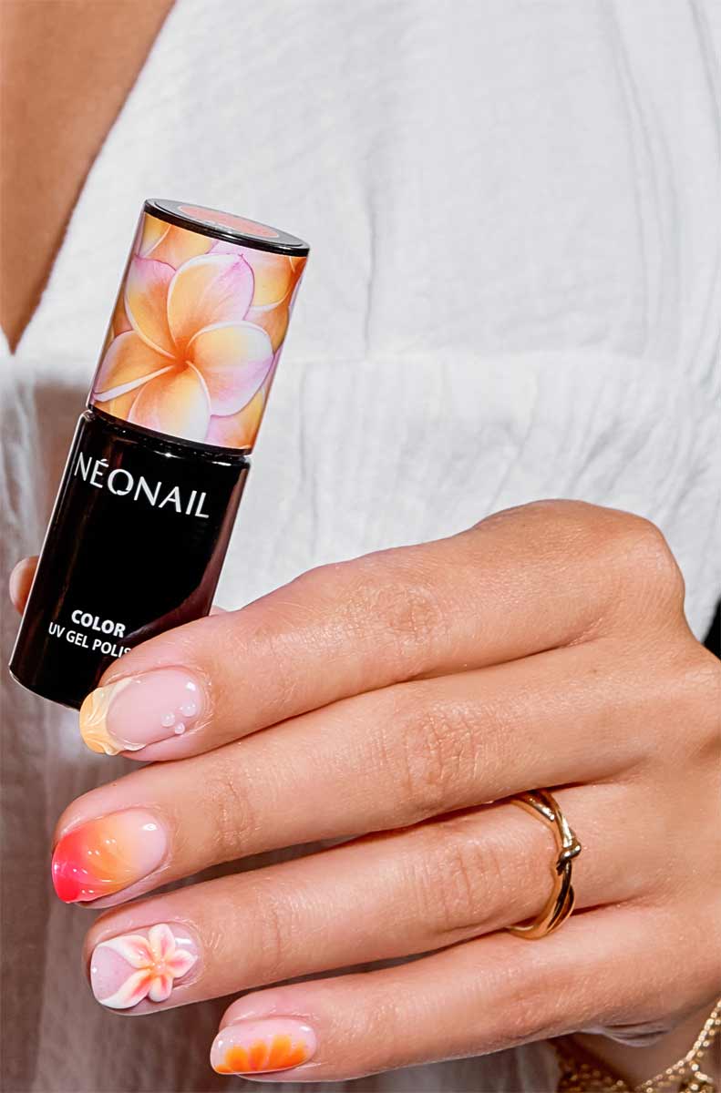 letni manicure NEONAIL w kolorach mango różu i wanilii inspirowany lodami