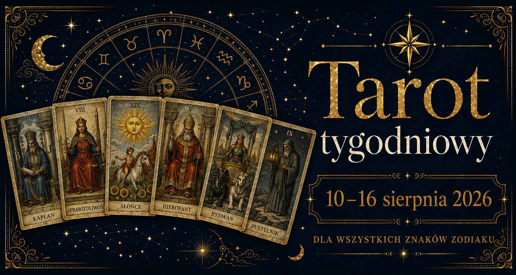 Tarot tygodniowy 10–16 sierpnia 2026 dla wszystkich znaków zodiaku